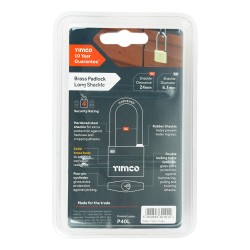 Timco Padlock Brass Long Shackle 40mm